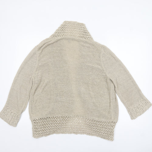 Debenhams Women Beige Open-Knit Cardigan Size 18