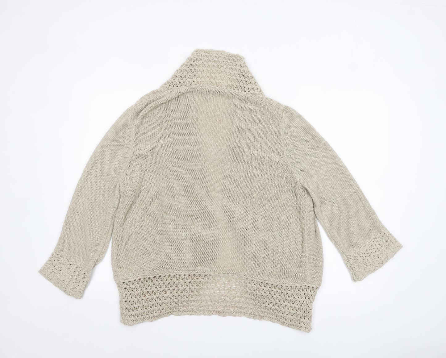 Debenhams Women Beige Open-Knit Cardigan Size 18