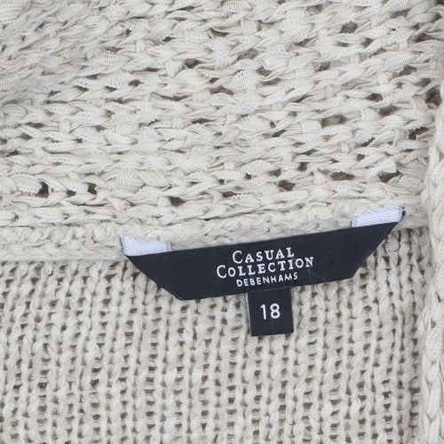 Debenhams Women Beige Open-Knit Cardigan Size 18