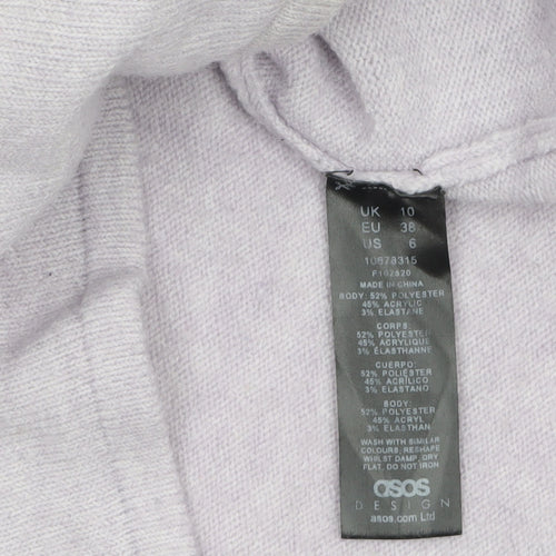 ASOS Women’s Purple Half Zip High Neck Jumper Size 10