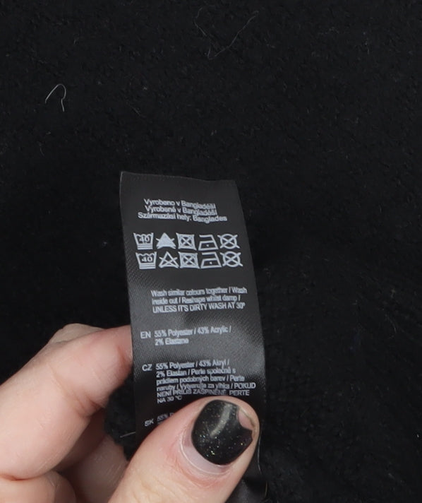 F&F Womens Black Mock Neck Long Sleeve Pullover Jumper Size L