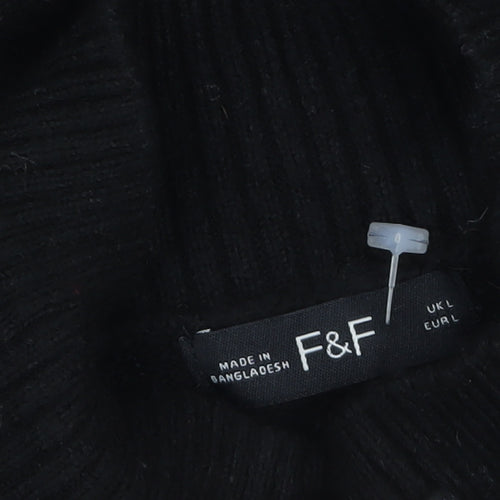 F&F Womens Black Mock Neck Long Sleeve Pullover Jumper Size L