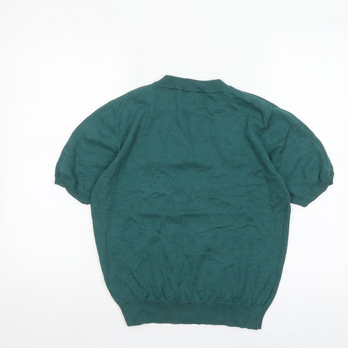 Pop England Women's Green Short Sleeve Crew Neck Cotton Pullover Jumper Size 4