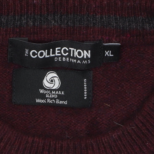 Debenhams Mens Red XL Lambswool Blend Crew Neck Jumper