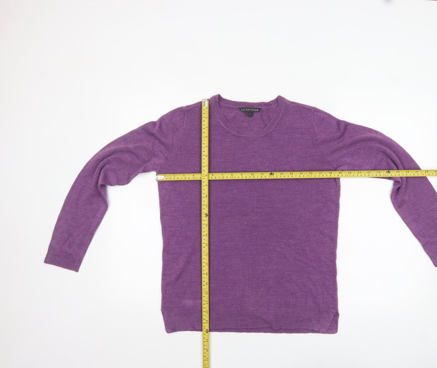 M&Co Women’s Purple Acrylic Crew Neck Long Sleeve Jumper Size 12