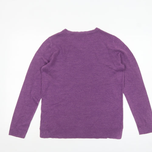 M&Co Women’s Purple Acrylic Crew Neck Long Sleeve Jumper Size 12