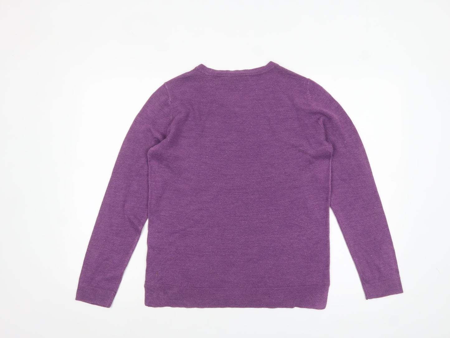 M&Co Women’s Purple Acrylic Crew Neck Long Sleeve Jumper Size 12