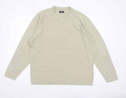 Next Men’s Beige Acrylic V-Neck Jumper Size L Regular Fit