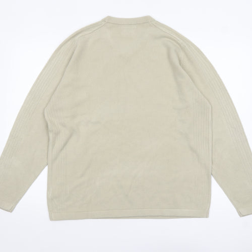Next Men’s Beige Acrylic V-Neck Jumper Size L Regular Fit