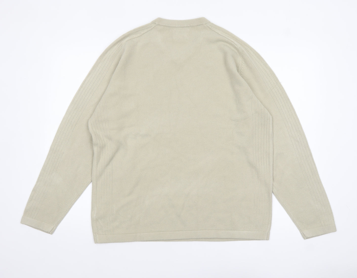 Next Men’s Beige Acrylic V-Neck Jumper Size L Regular Fit