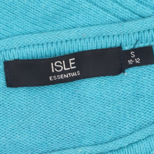 Isle Essentials Women Blue Wool Blend Crew Neck Jumper Size S 10-12