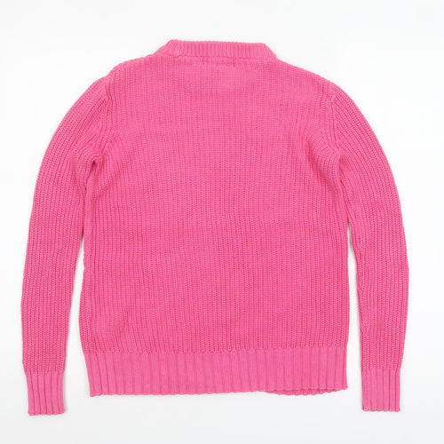 Marks and Spencer Women's Pink Cotton Crew Neck Jumper XS
