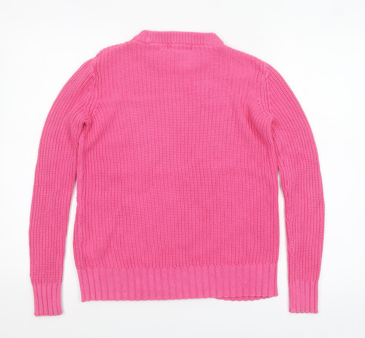 Marks and Spencer Women's Pink Cotton Crew Neck Jumper XS