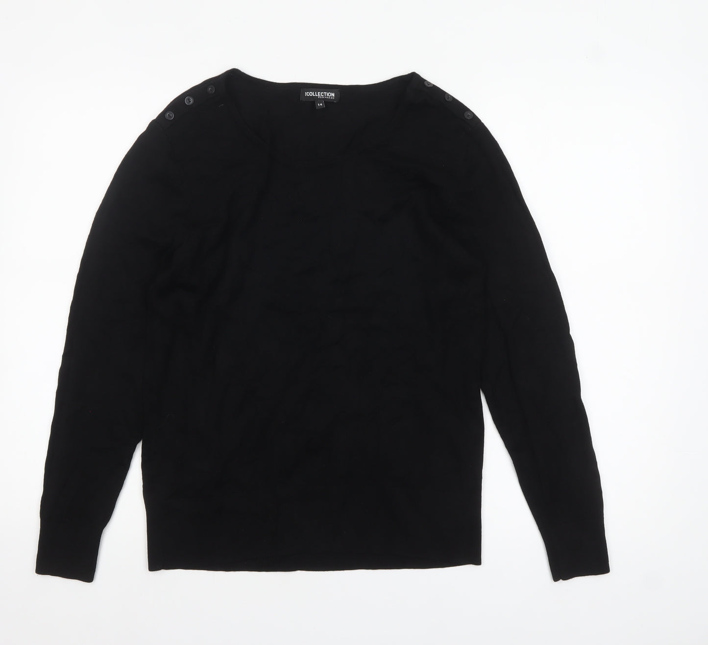 Debenhams Women’s Black Size 14 Button Shoulder Knit Jumper