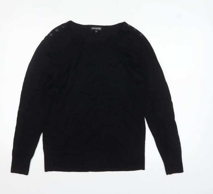 Debenhams Women’s Black Size 14 Button Shoulder Knit Jumper