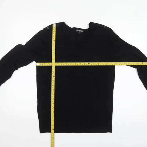 Debenhams Women’s Black Size 14 Button Shoulder Knit Jumper
