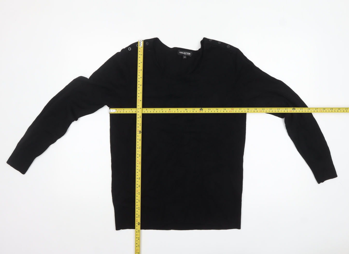 Debenhams Women’s Black Size 14 Button Shoulder Knit Jumper