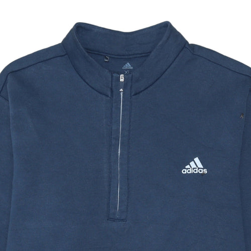 Adidas Men's Blue XL 1/4 Zip High Neck Sweatshirt