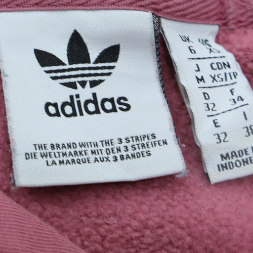 Adidas Womens Pink Pullover Hoodie XS Cotton Casual Logo Sweatshirt