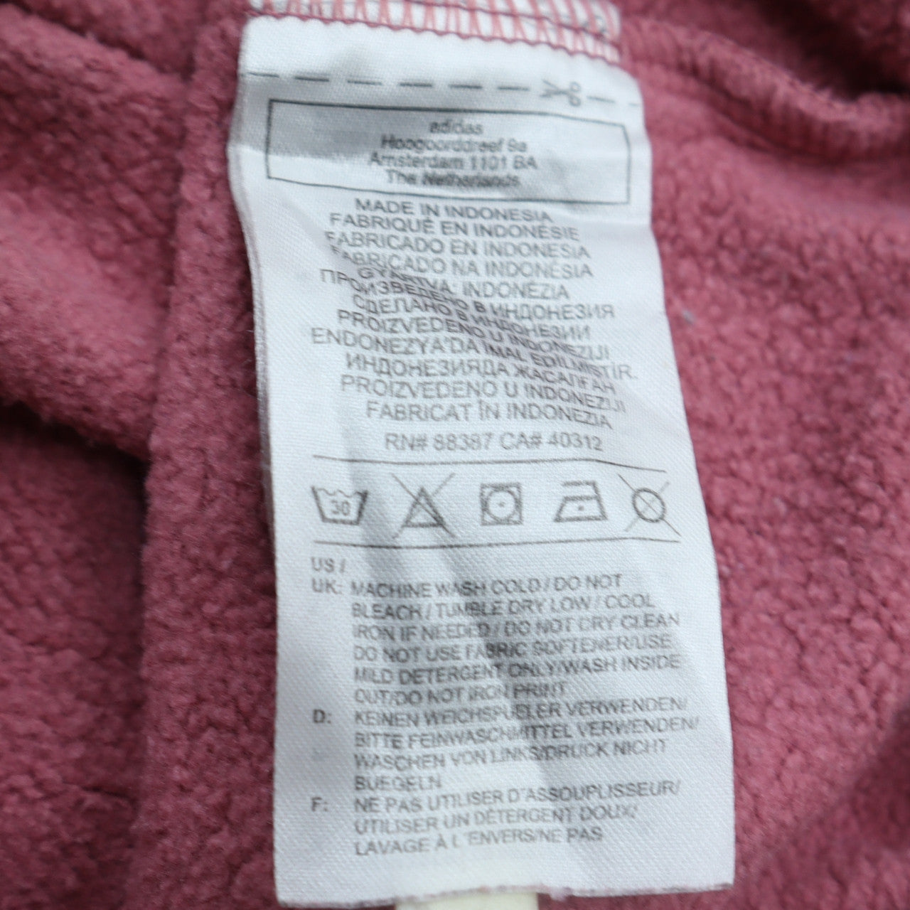 Adidas Womens Pink Pullover Hoodie XS Cotton Casual Logo Sweatshirt