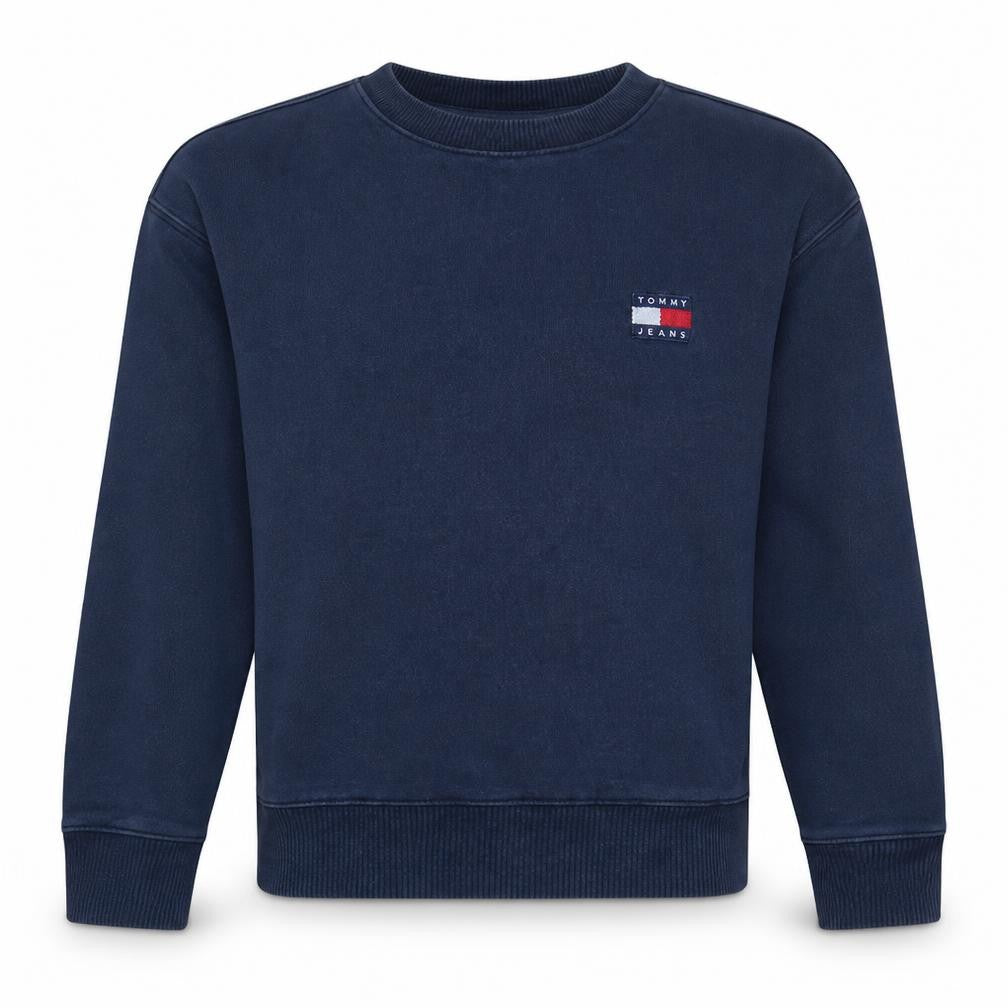 Front view of Tommy Jeans Men's Blue XS Crew Neck Pullover Sweatshirt