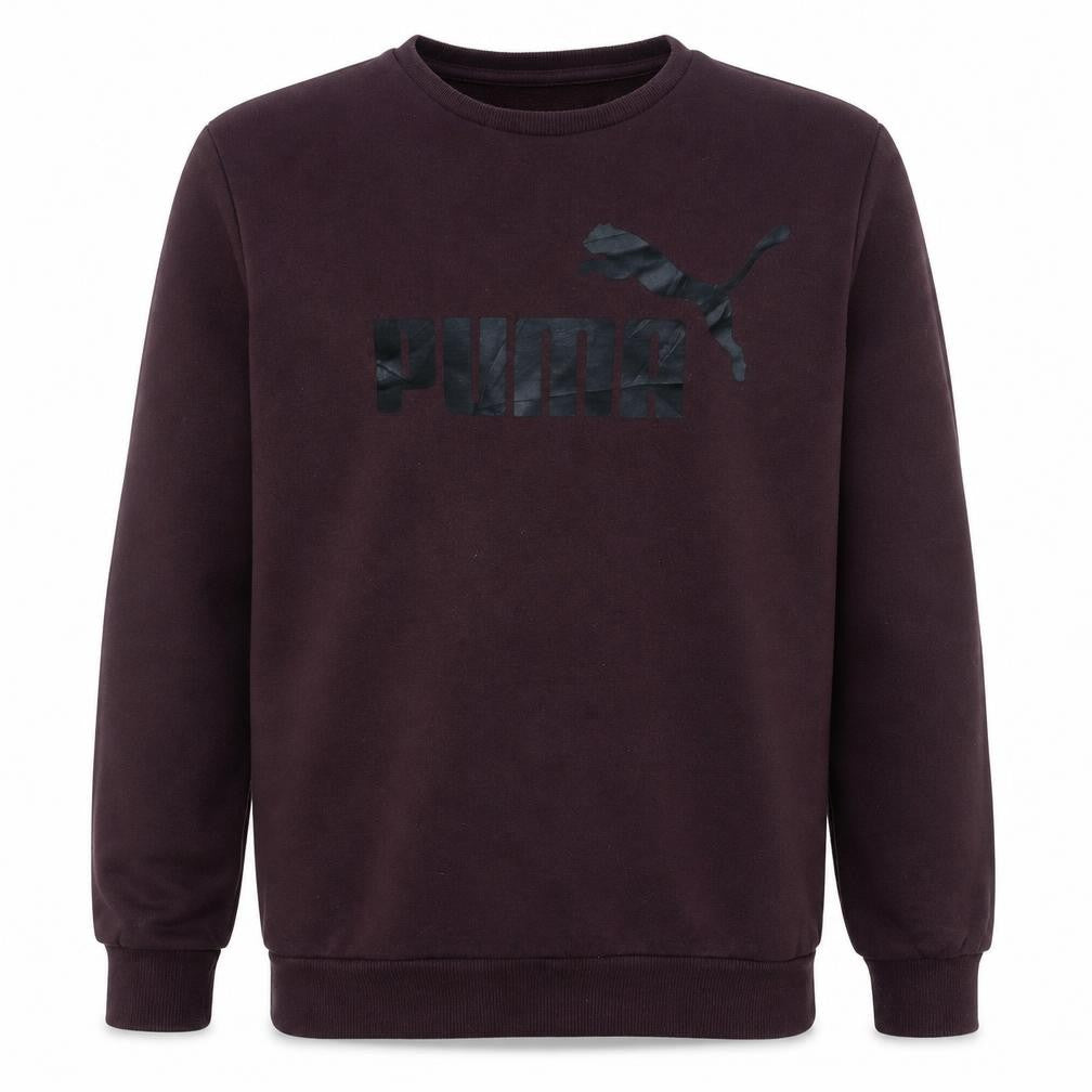 Front view of Puma Men's Brown XL Crew Neck Logo Pullover Sweatshirt