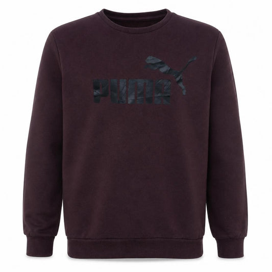 Front view of Puma Men's Brown XL Crew Neck Logo Pullover Sweatshirt