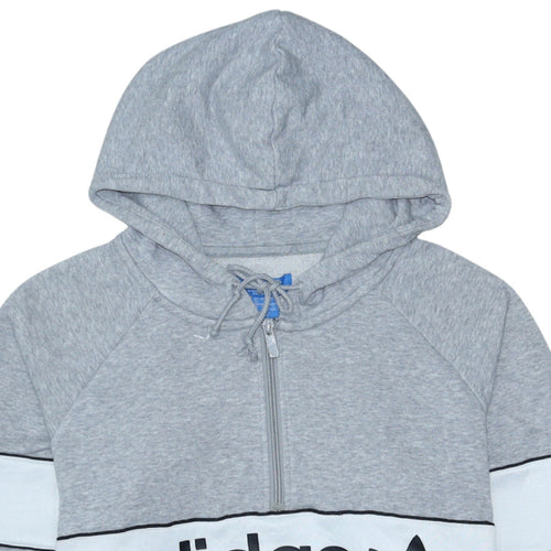 Adidas Womens Grey 1/2 Zip Hoodie Size 12 Classic Logo Pullover