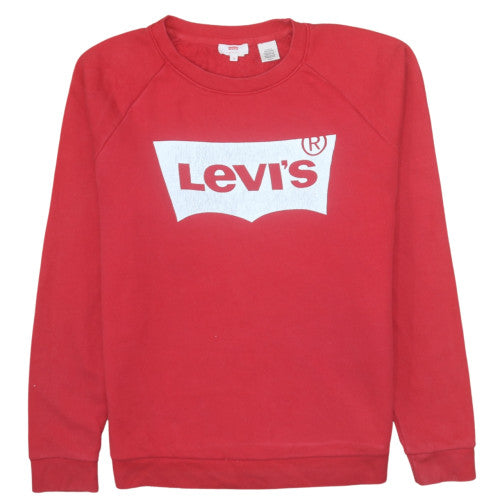 Levi's Mens Red Crew Neck Logo Sweatshirt Size S Pullover
