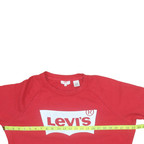 Levi's Mens Red Crew Neck Logo Sweatshirt Size S Pullover
