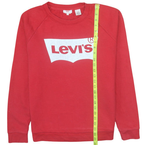 Levi's Mens Red Crew Neck Logo Sweatshirt Size S Pullover