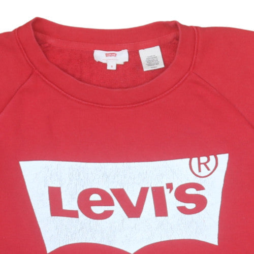 Levi's Mens Red Crew Neck Logo Sweatshirt Size S Pullover