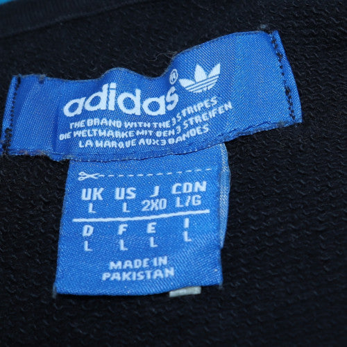 Adidas Men's Black Full Zip Hoodie Size L Blue Logo Trim