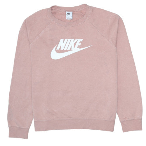 Nike Womens Pink Logo Crew Neck Pullover Sweatshirt L
