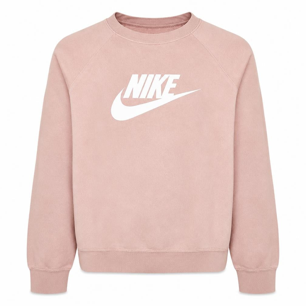 Front view of Nike women’s pink logo crew neck pullover sweatshirt l