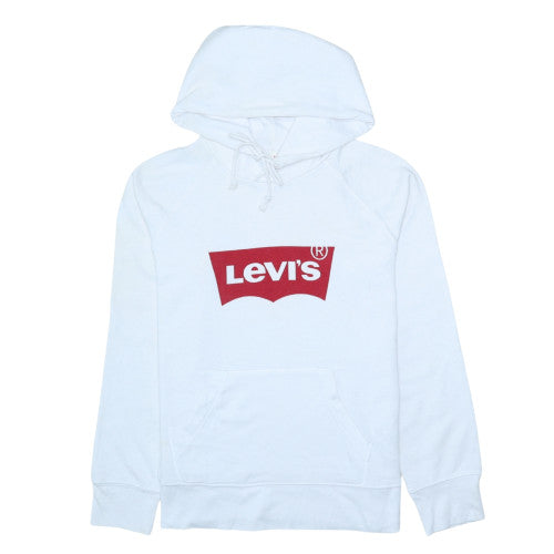 Levi's Womens White Pullover Hoodie XS Logo Print Cotton Blend