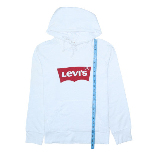 Levi's Womens White Pullover Hoodie XS Logo Print Cotton Blend
