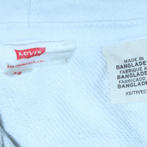 Levi's Womens White Pullover Hoodie XS Logo Print Cotton Blend