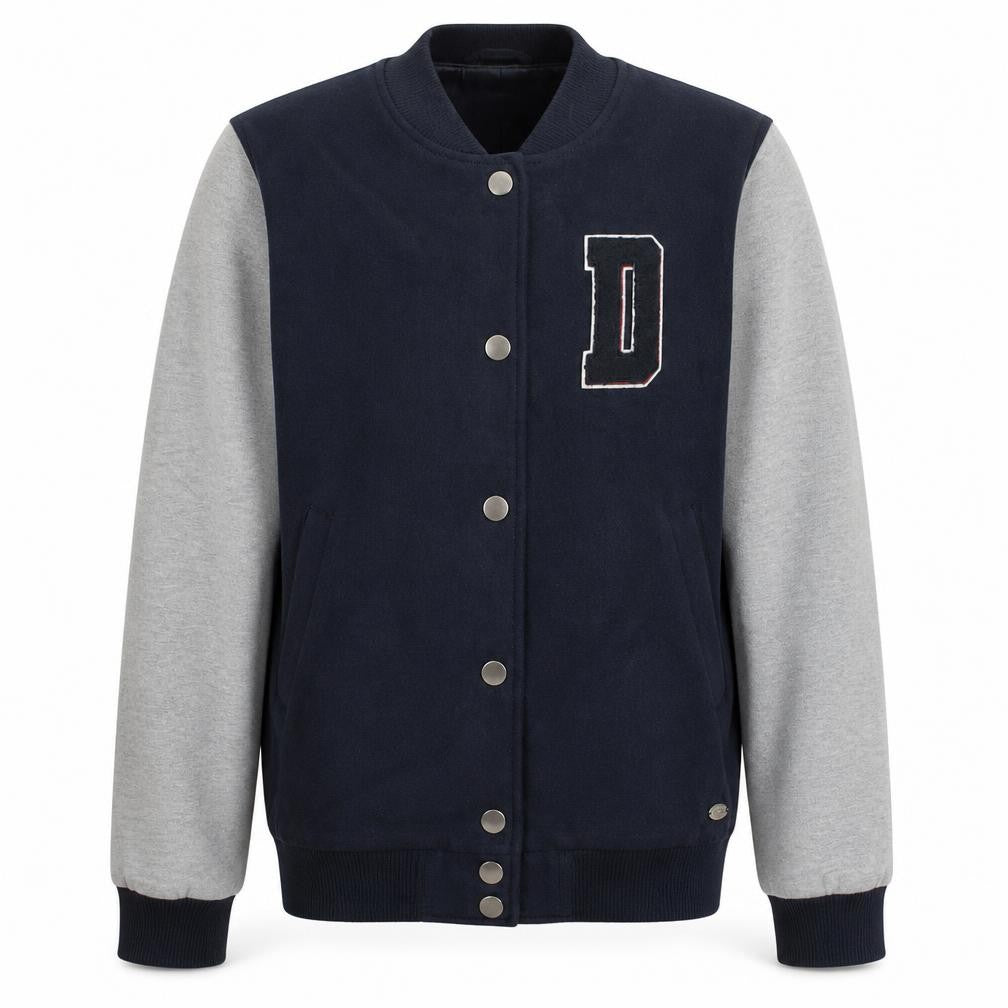 Front view of Tom Tailor Denim Men's Blue Grey Varsity Jacket, size M