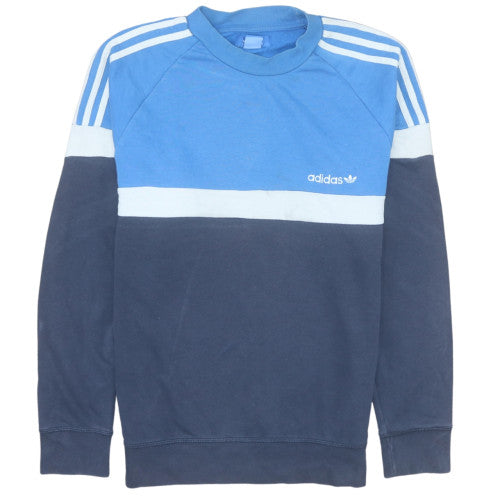 Adidas Men Blue Colour Block Crew Neck Pullover Sweatshirt M