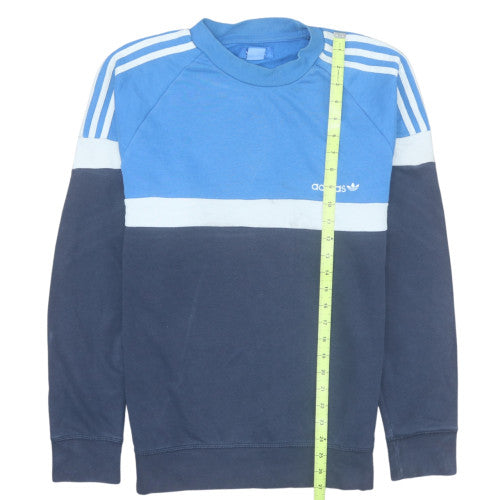 Adidas Men Blue Colour Block Crew Neck Pullover Sweatshirt M