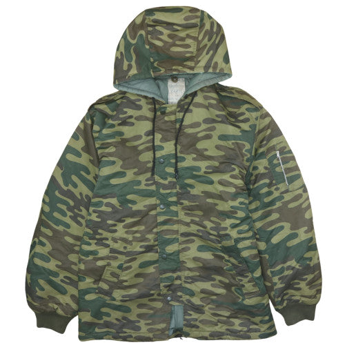 Dubo Men’s Green Camouflage Hooded Nylon Parka Jacket Size L