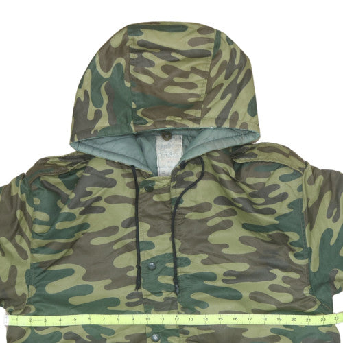 Dubo Men’s Green Camouflage Hooded Nylon Parka Jacket Size L