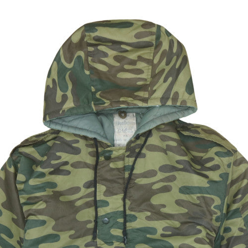Dubo Men’s Green Camouflage Hooded Nylon Parka Jacket Size L