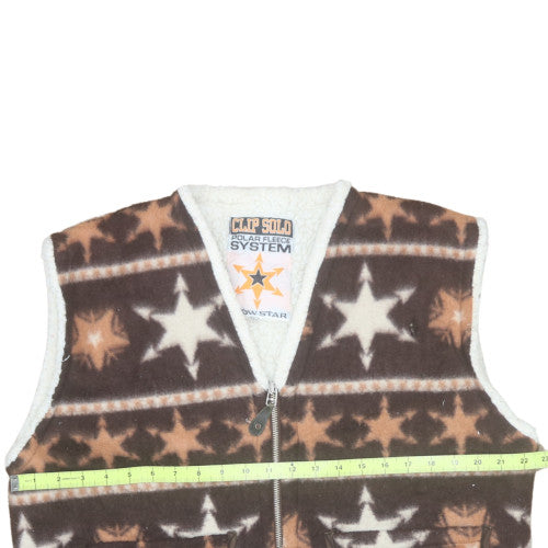 TU Women Brown Star Fleece Zip Waistcoat Size M Winter Lined
