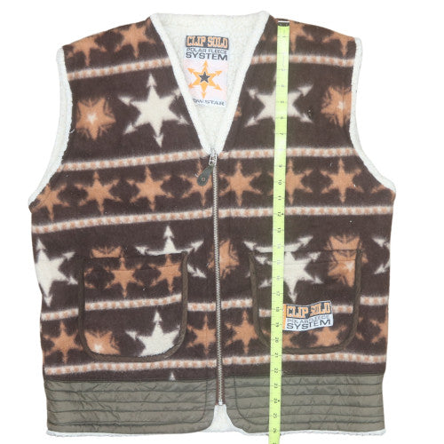 TU Women Brown Star Fleece Zip Waistcoat Size M Winter Lined