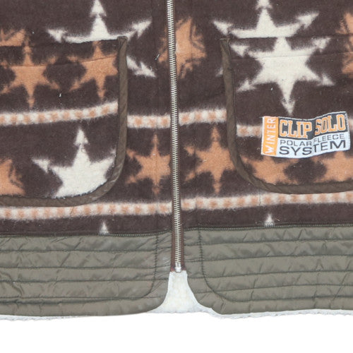 TU Women Brown Star Fleece Zip Waistcoat Size M Winter Lined