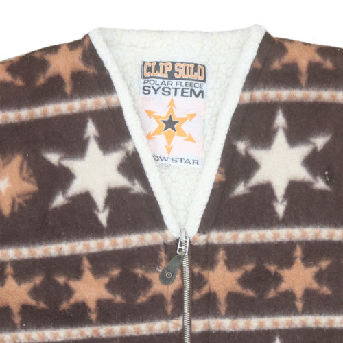 TU Women Brown Star Fleece Zip Waistcoat Size M Winter Lined