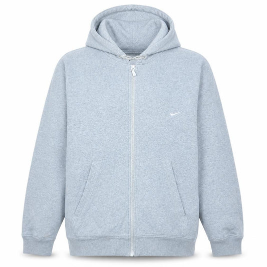 Front view of Nike Men's Grey Full Zip Hoodie L Fleece Lined Athletic Style