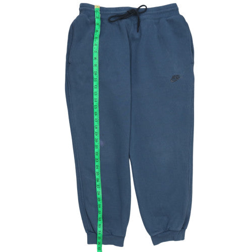 Nike Men Blue Jogger Sweatpants L Fleece Cotton Blend Drawstring Comfort